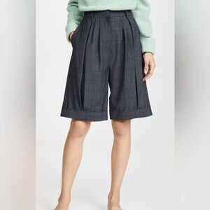 Tibi Windowpane Gray Plaid Knee Length shorts size 2